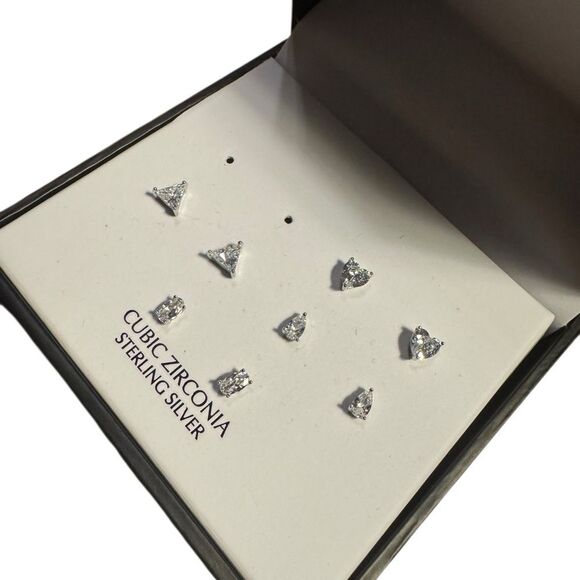 Giani Bernini Cubic Zirconia Sterling Silver 4 pair Earring Set - Picture 3 of 6